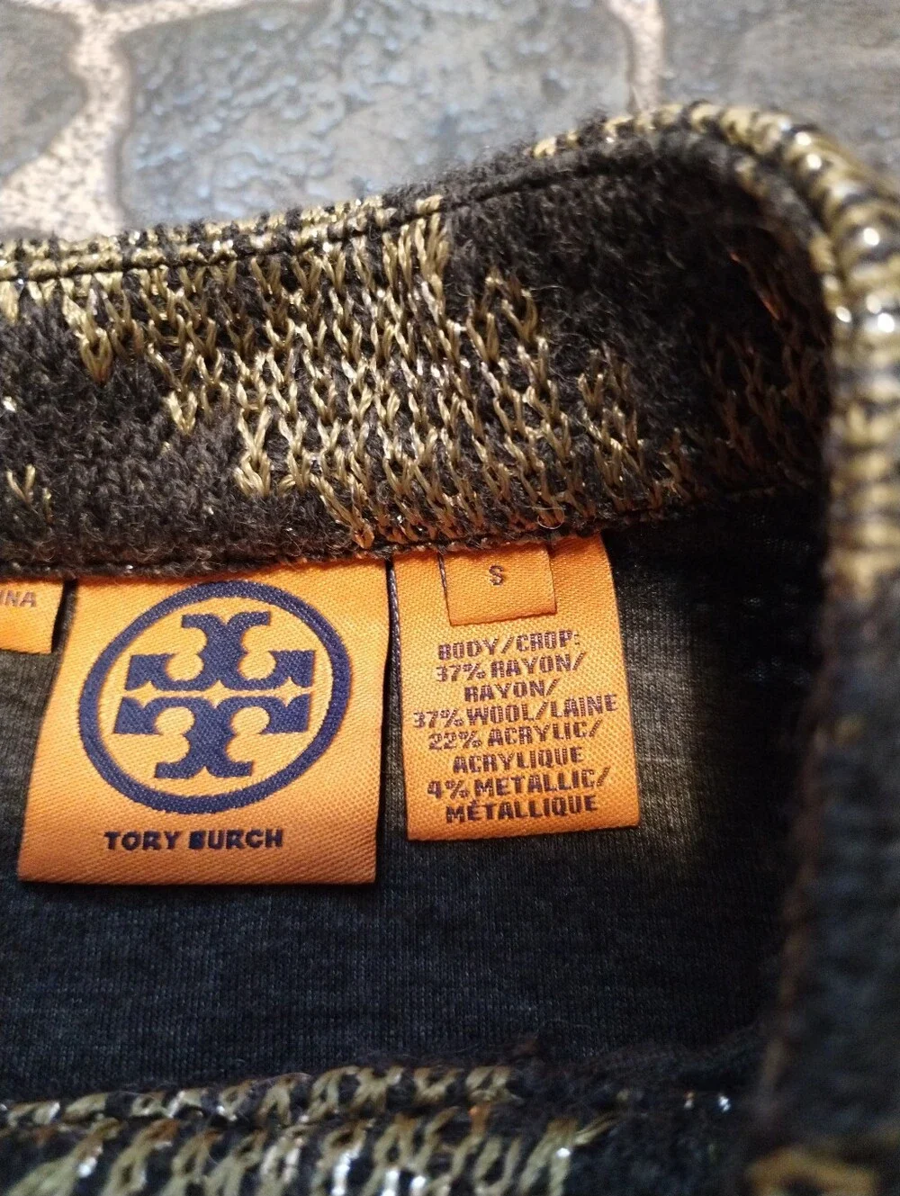 Tory Burch Gold Glitter wool knit shift dress size small